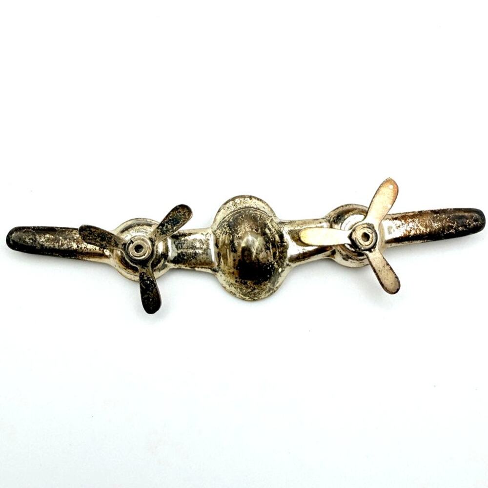 Vintage Sterling Silver Mexico 925 Airplane Propeller Brooch Pin Signed JM-10